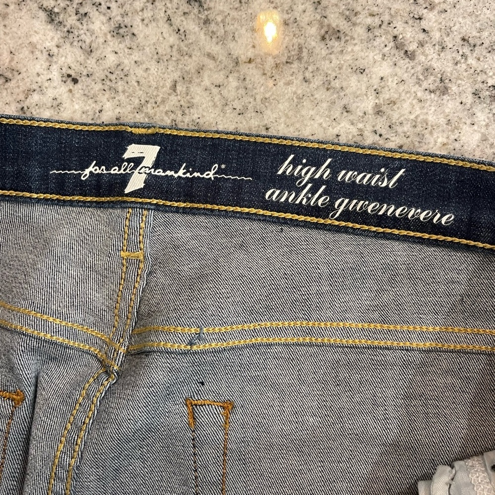 7 For All Mankind Dark Blue Skinny Jeans High waist ankle Gwenevere - Picture 3 of 4